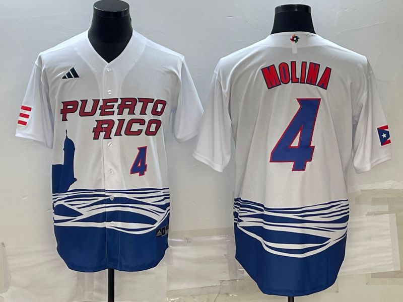 Men 2023 World Cub #4 Molina White  MLB Jersey->more jerseys->MLB Jersey
